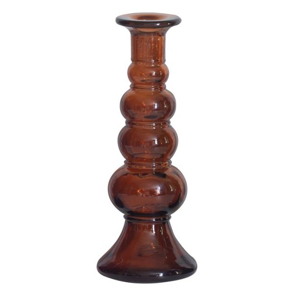 Candlestick recycled glass Orange KK.80015