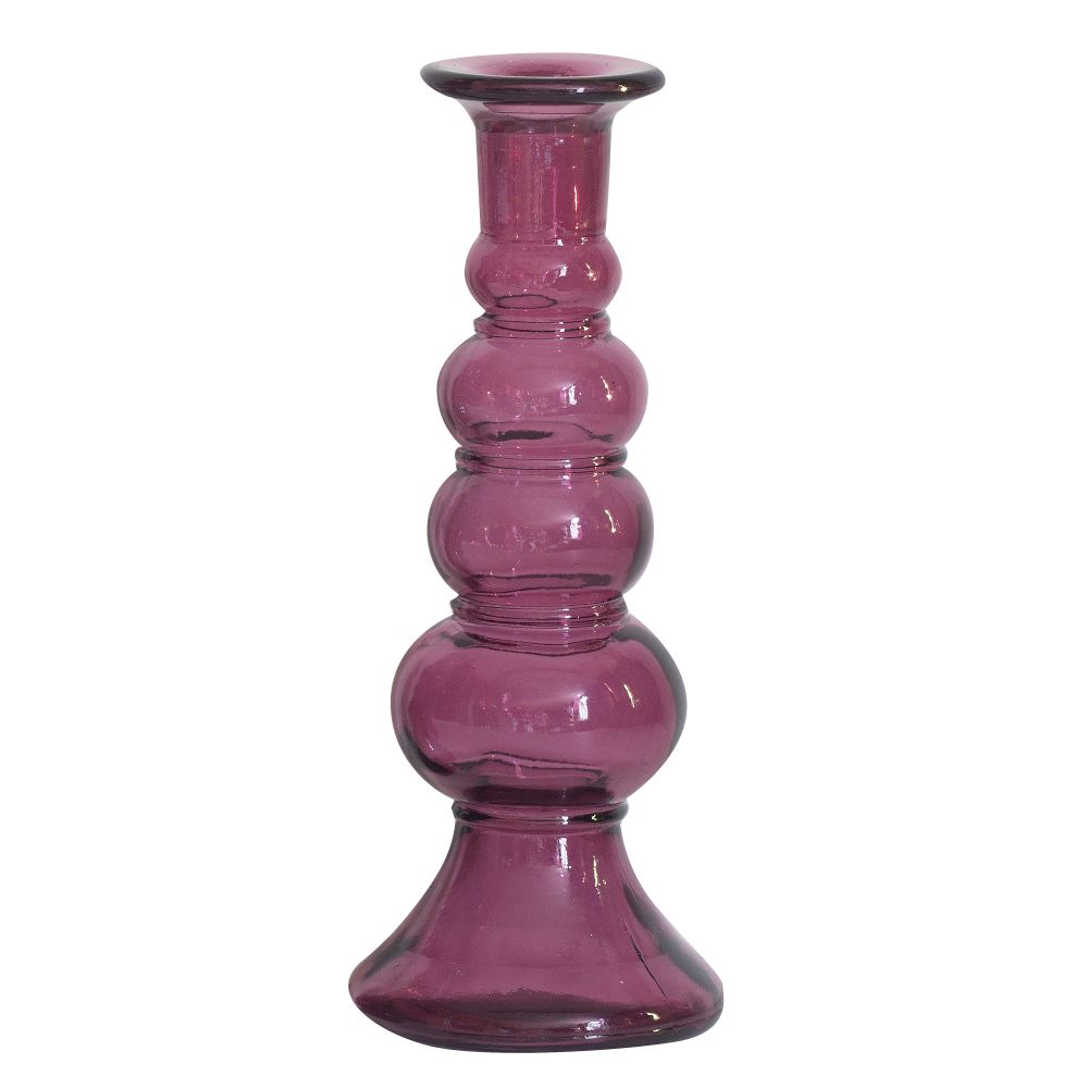 Candlestick recycled glass Pink KK.80016