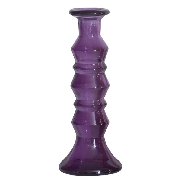 Candlestick recycled glass Purple KK.80017